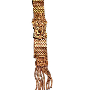 Walter Lampl Gold tone Mesh Slide Bracelet Tassel Fringe Victorian Revival/Deco